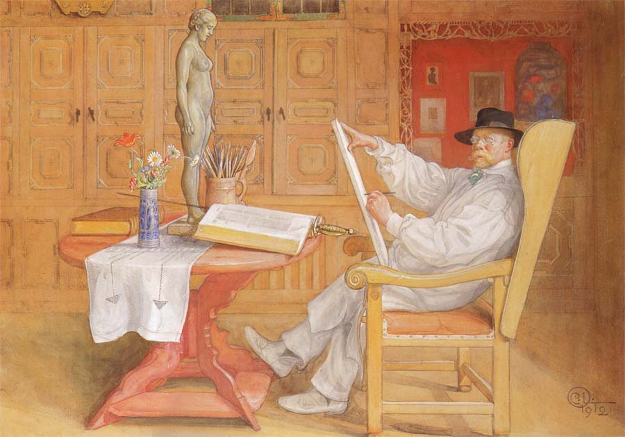 Carl Larsson self-portrait in the Studio